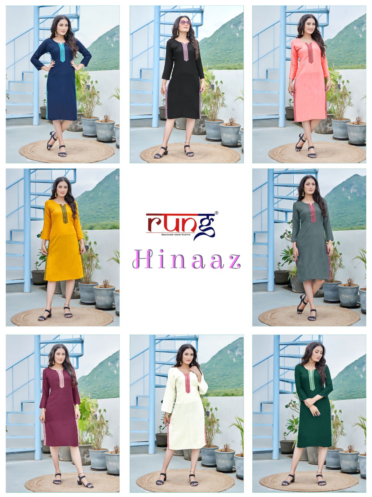 Hinaz By Rung Rayon Designer Kurtis Catalog